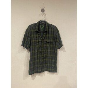 Kuhl Shirt Mens Large Green Plaid Eluxur Short Sleeve Hiking Outdoor Casual